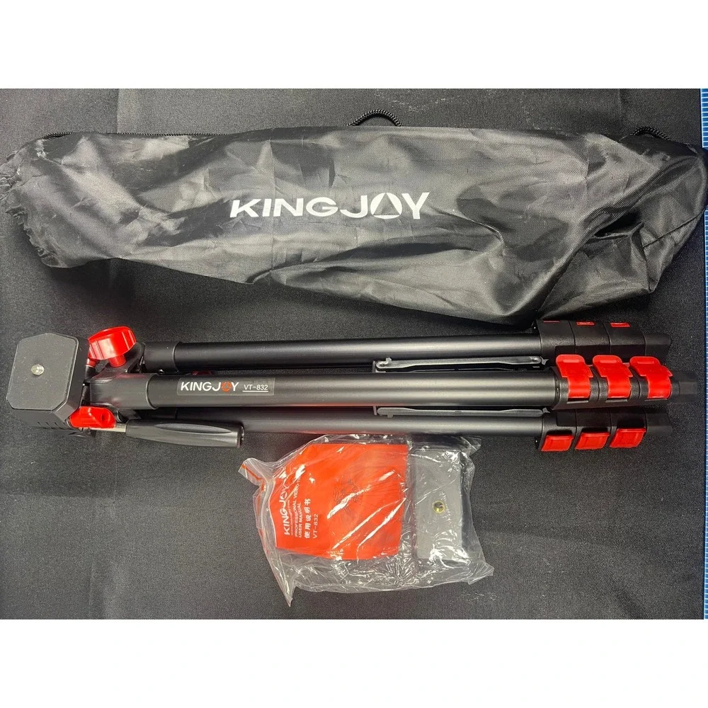 Kingjoy VT-832‎ Professional Video Tripod Black Red Aluminum with Carrying Bag